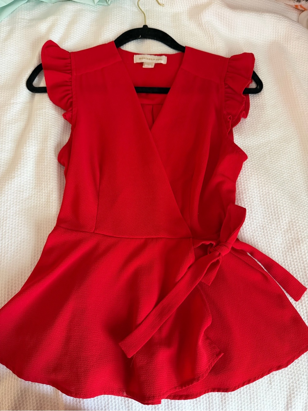 Red V-Neck Blouse